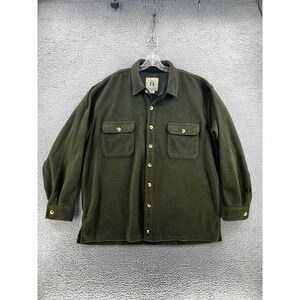 Juneau Mens Solid Green Fleece Shirt Jacket XXL Heavyweight Shacket Button Front